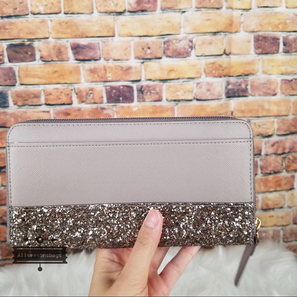Kate spade NEDA Greta Court GLITTER wallet GREY - Picture 2 of 4